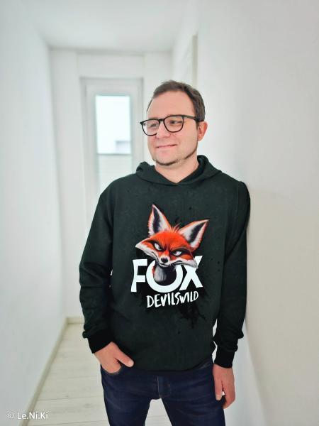 French Terry Panel ca. 85 cm Fox Devilswild by Thorsten Berger von Swafing